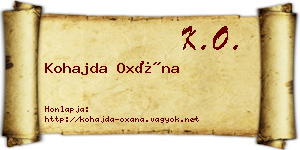 Kohajda Oxána névjegykártya